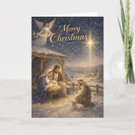 Reverent Nativity Scene Feiertagskarte