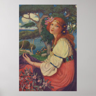 Reverie, 1908, farbenfrohe Sinti und Roma Girl Poster