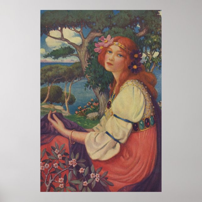 Reverie, 1908, farbenfrohe Sinti und Roma Girl Poster (Vorne)