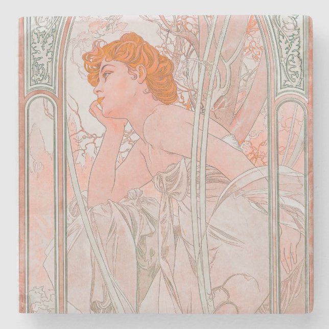 Reverie du Soir (1899) von Alphonse Mucha Steinuntersetzer (Vorderseite)