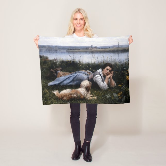 Reverie (Mädchen, die mit ihrem Hund auf der Gras  Fleecedecke (Beispiel)