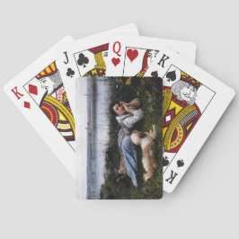 Reverie (Mädchen, die mit ihrem Hund auf der Gras  Spielkarten