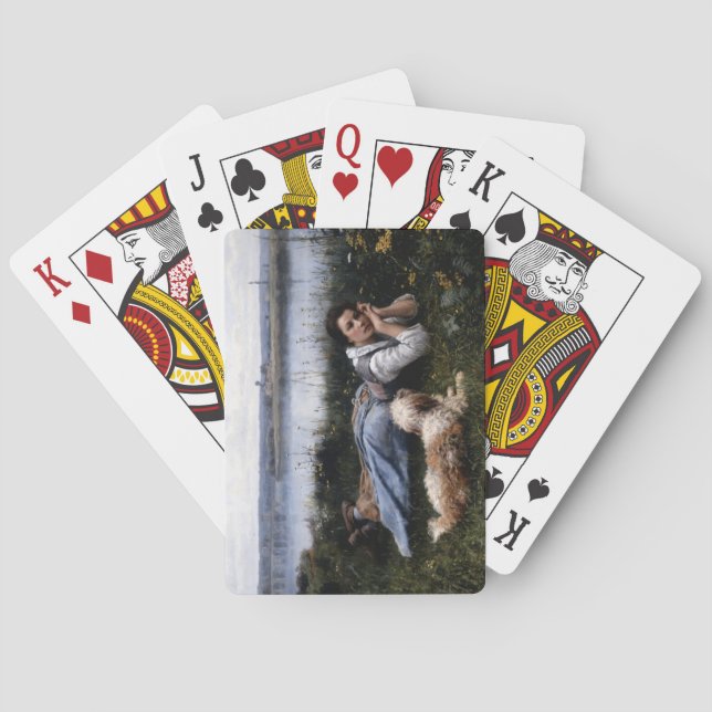 Reverie (Mädchen, die mit ihrem Hund auf der Gras  Spielkarten (Rückseite)