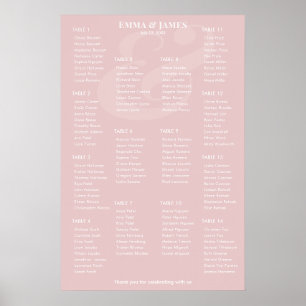REVERSE Blush Ampersand Hochzeit   14 Sitzplan Poster