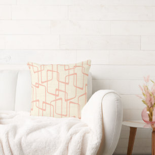 Reverse Blush Retro Lino Geometrisches Muster Kissen