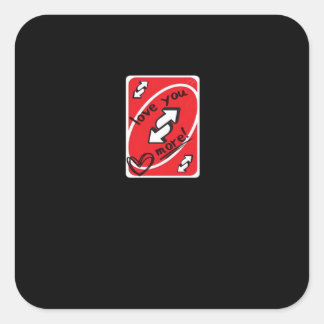 Reverse Card Love You More Funny Playful Style  Quadratischer Aufkleber