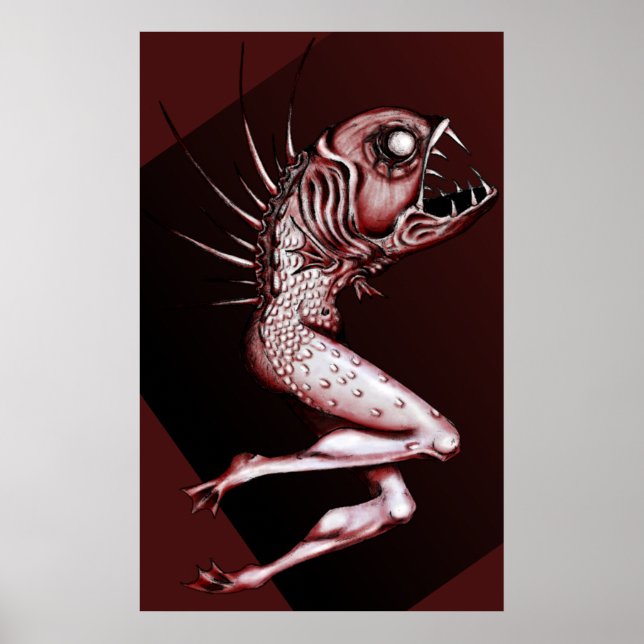 Reverse Mermaid zeichnend Kunstdruck Poster (Vorne)