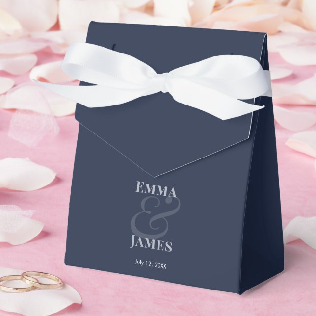 REVERSE Navy-Et-Zeichen-Hochzeit | Namen & Datum Geschenkschachtel (Hochzeit)