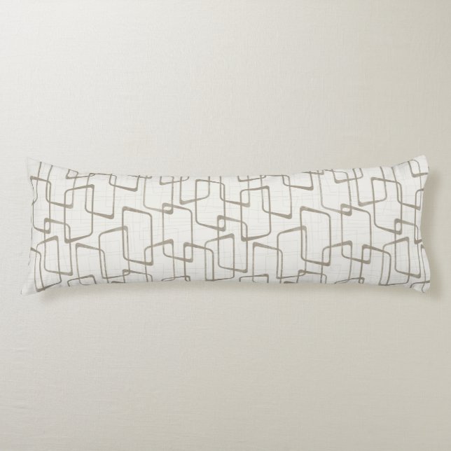 Reverse Warme Gray Retro geometrisches Muster Seitenschläferkissen (Vorderseite)