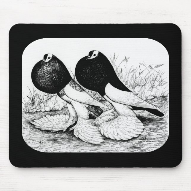 Reversewing Pouter Tauben Mousepad (Vorne)