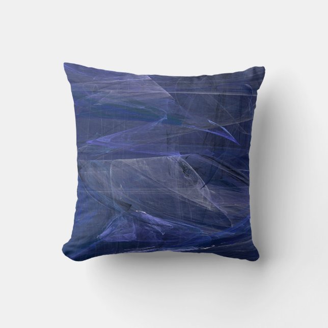 Reversible Abstrakt texturierte blaue Kissen (Vorderseite)
