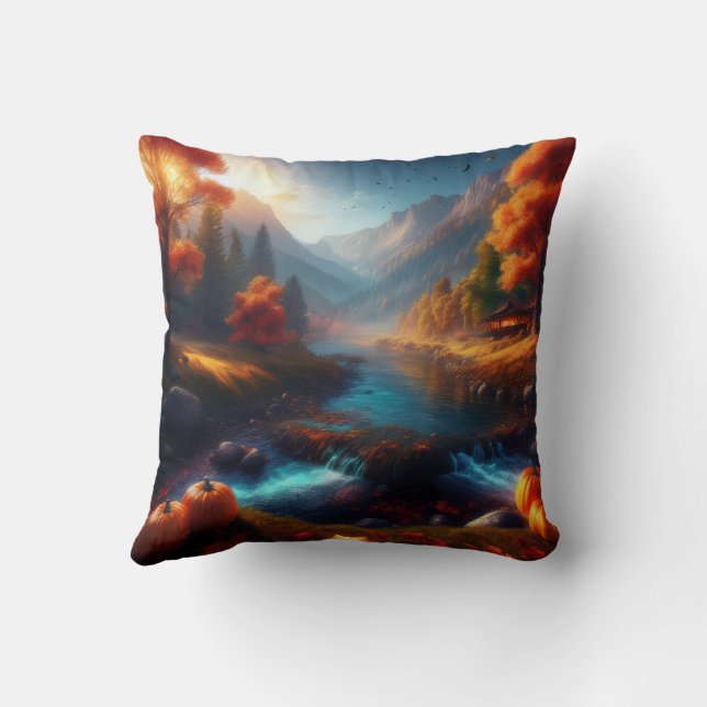 Reversible Autum Art / Happy Pumpkin Witch Pillow Kissen (Rückseite)