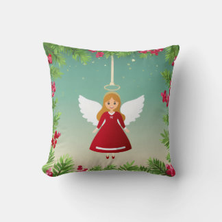 Reversible Christmas Angel & Snow Man Pillow Kissen