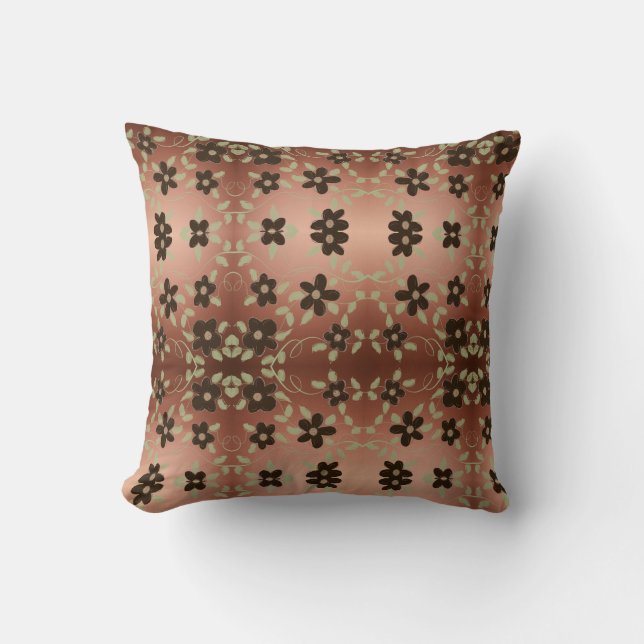Reversible Druckmuster in Braun und Weiß Kissen (Vorderseite)