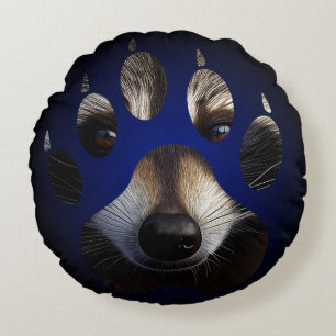 Reversible Gesichter Racoon Paw Print Rundes Kissen