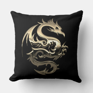 Reversible Gold-Metallic-Drache Kissen
