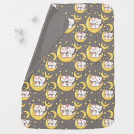 Reversible Kätzchen, Mond und Stars Babydecke