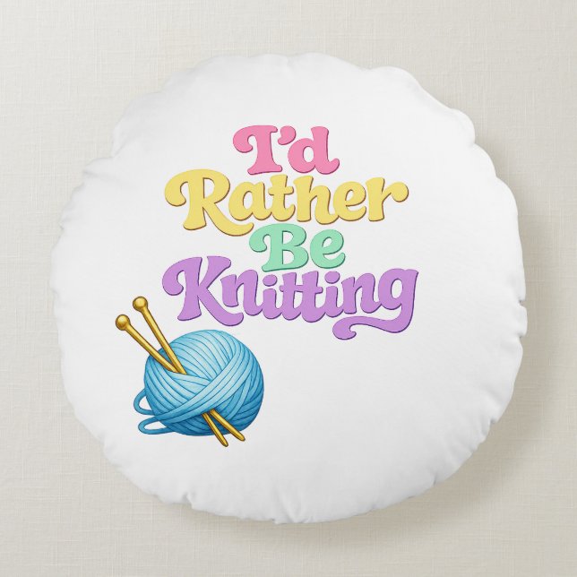 Reversible Knitting Crochet Round Pillow Rundes Kissen (Vorderseite)