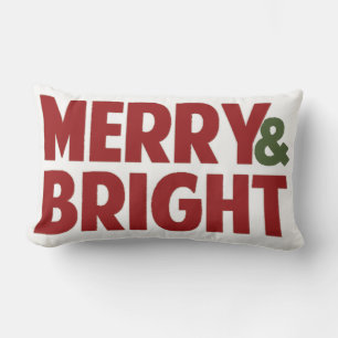 Reversible Merry and Bright Holiday Throw Kissen