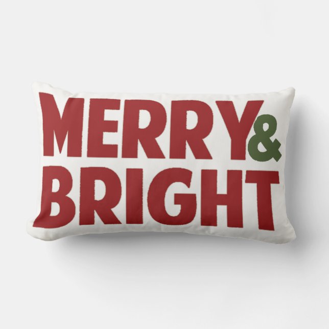Reversible Merry and Bright Holiday Throw Kissen (Vorderseite)