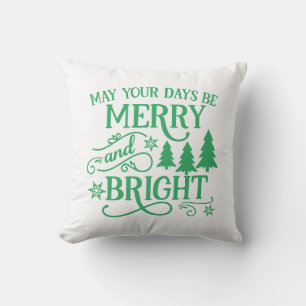 Reversible Merry & Bright Weihnachtsbaumen Kissen