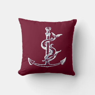 Reversible Nautic Anchor Pillow Kissen
