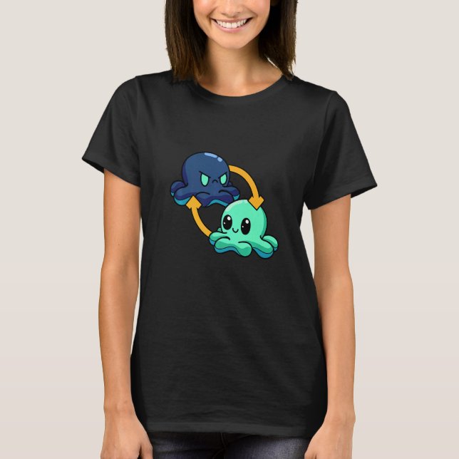 Reversible Octopus Emotional Switch Leisure   T-Shirt (Vorderseite)