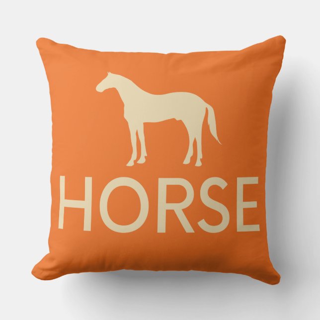 Reversible Orange & Cream Horse Reittiere Kissen (Vorderseite)