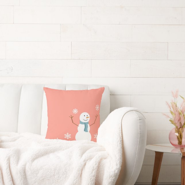 Reversible Peach Snowman Weihnachtsbaum Kissen (Liege)