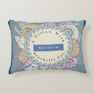 Reversible Personalize Seashells Blue Orange Dekokissen