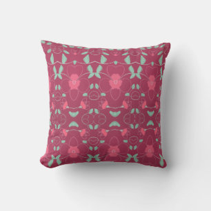 Reversible Pink Flower Pillow Kissen