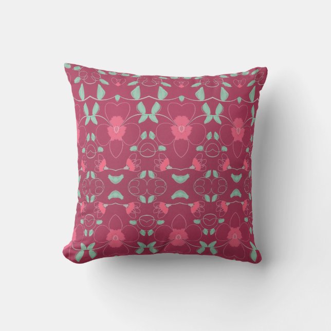 Reversible Pink Flower Pillow Kissen (Vorderseite)