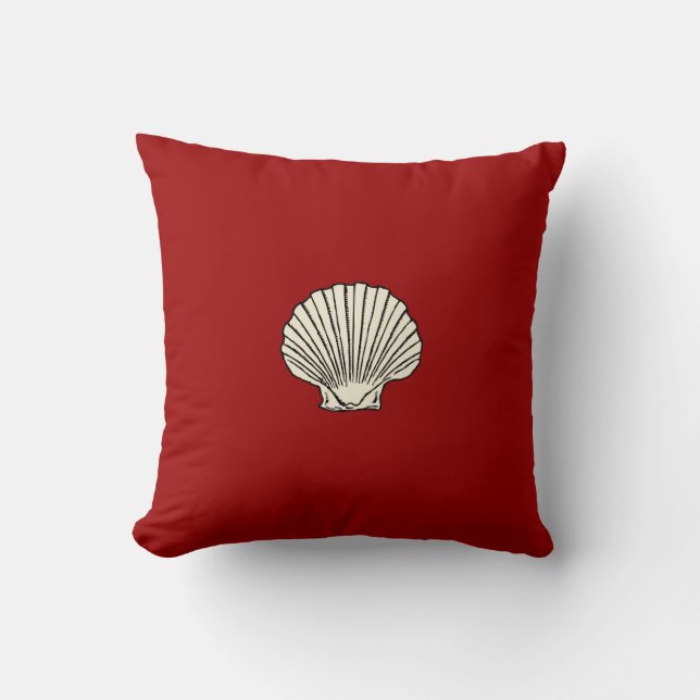 Reversible Red and Blue Seashell Throw Kissen (Vorderseite)