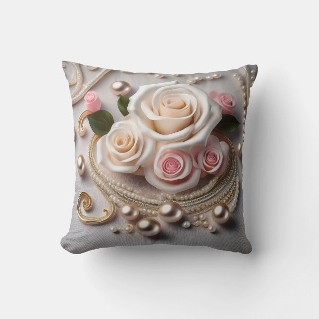 Reversible Rose und Perlkissen Kissen (Vorderseite)