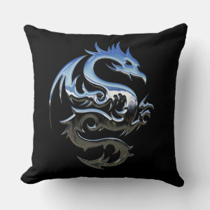 Reversible Silver Metallic Dragon Kissen