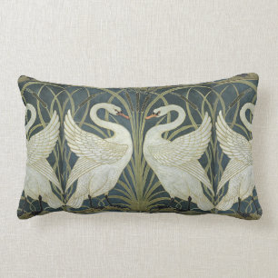 Reversible Vintage Walter Crane Schwan Rush und Ir Lendenkissen