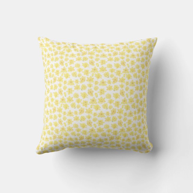Reversible Wasserfarbe Daffodin Ditzy Floral Kissen (Rückseite)