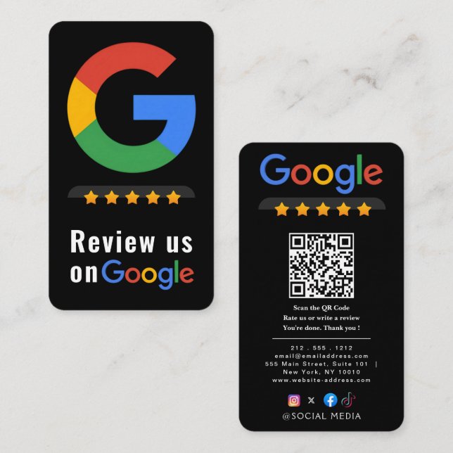 Review Google Review QR Code Google Ratings Visitenkarte (Vorne/Hinten)