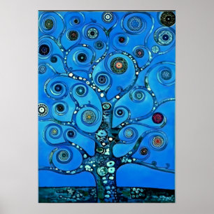Review in blue - The Tree of Life von Gustav Klimt Poster