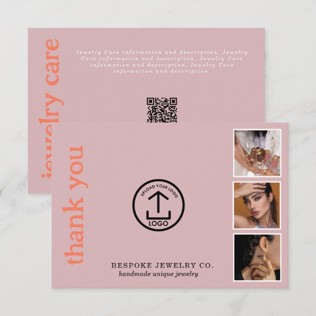 Review Thank You Jewelry Care Card Order Insert Dankeskarte (Vorne/Hinten)