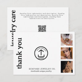 Review Thank You Jewelry Care Card Order Insert Dankeskarte