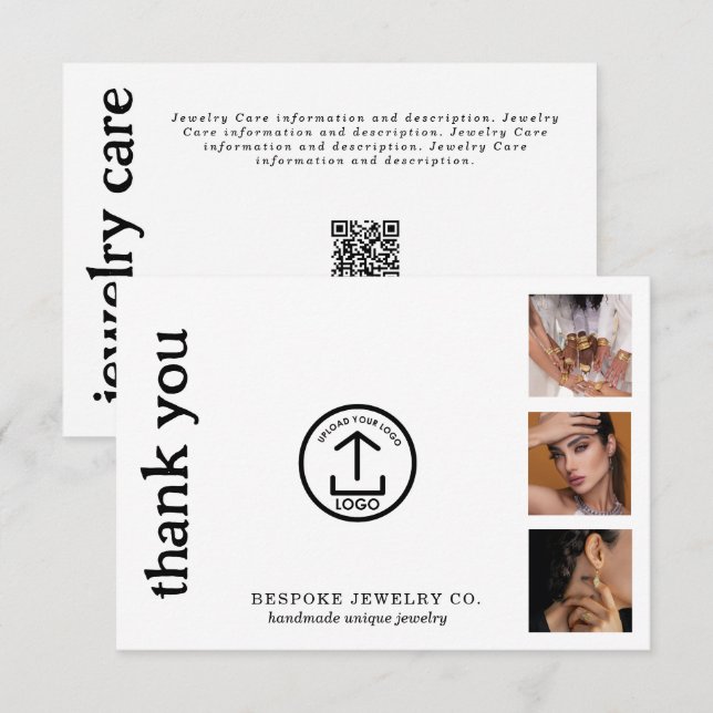 Review Thank You Jewelry Care Card Order Insert Dankeskarte (Vorne/Hinten)