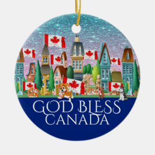 REVISED God Bless Canada Keramik Ornament