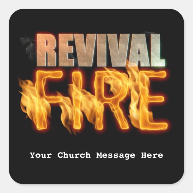 Revival fire church outreach typografie evangelism quadratischer aufkleber (Vorderseite)