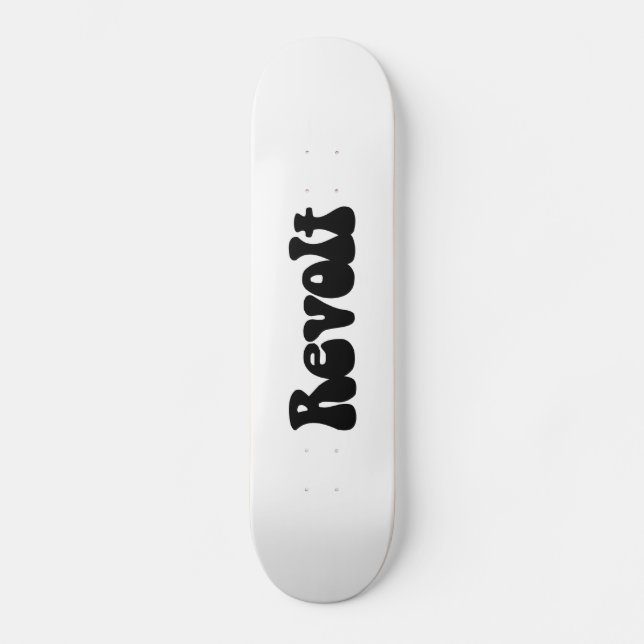 Revolte - Schwarz auf Weiß Skateboard (Vorderseite)