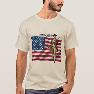 Revolutionärer Kriegs Soldat & Amerikanische Flagg T-Shirt
