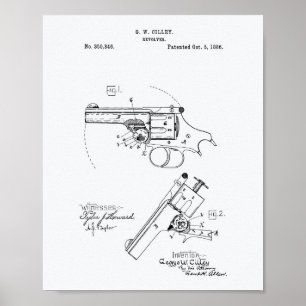 Revolver 1886 Patent Kunst Weißpapier Poster