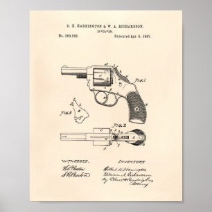 Revolver 1887 Patent Kunst Alte Peperbox Poster