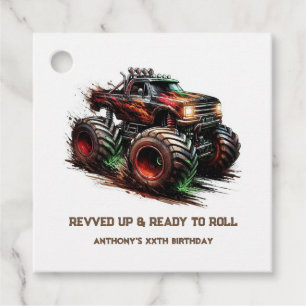 "Revved Up & Ready to Roll" Monster Truck Geburtst Geschenkanhänger