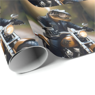 **"Revved Up Rex: T-Rex in Leathers on a Motorbike Geschenkpapier